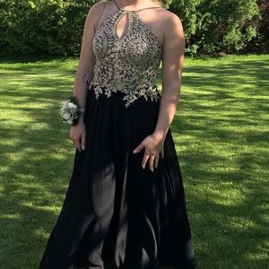 Black&gold prom dress